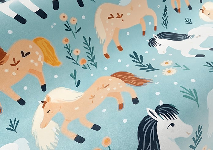Pony Pals, Turquoise - Motorised Roman Blind - Image 4